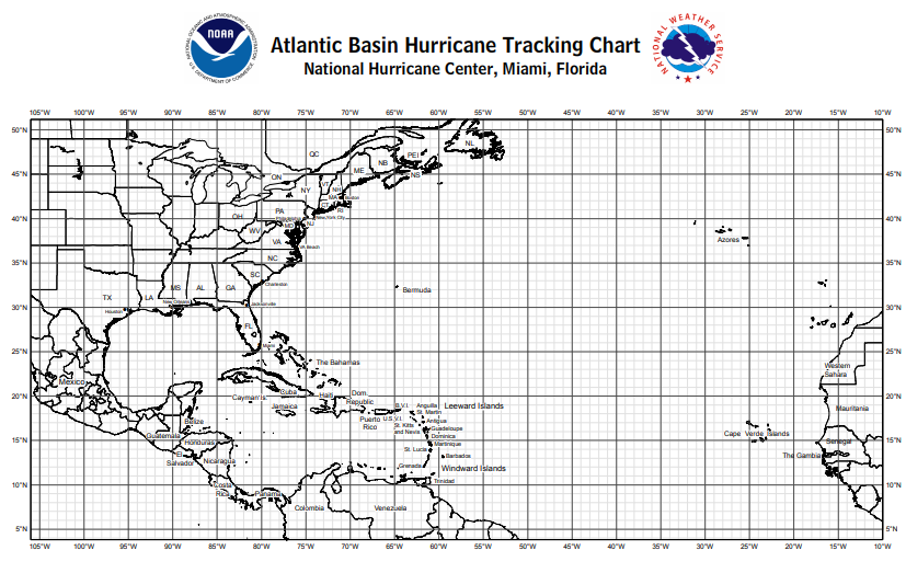 Printable Atlantic Hurricane Tracking Chart